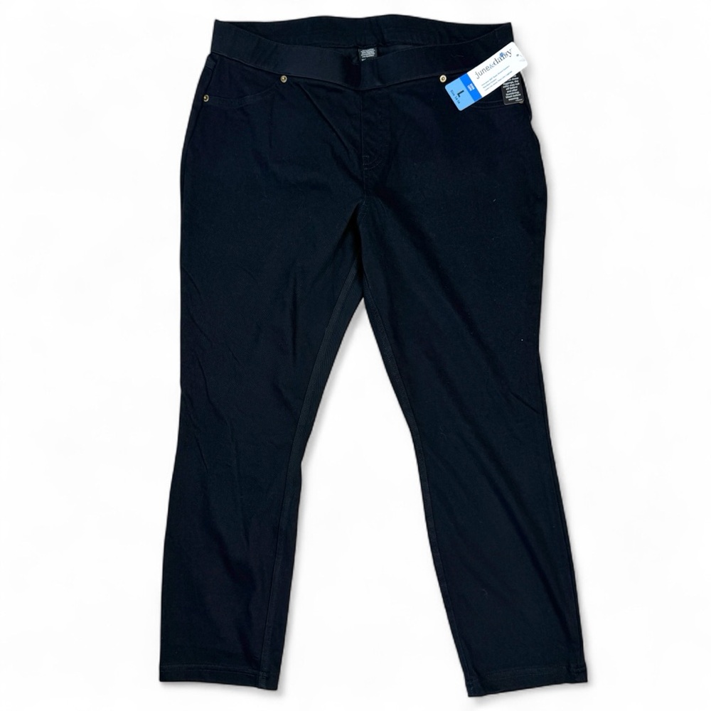June‎ & Daisy Denim Capri Pants Womens Size L Black Back Pockets NWT